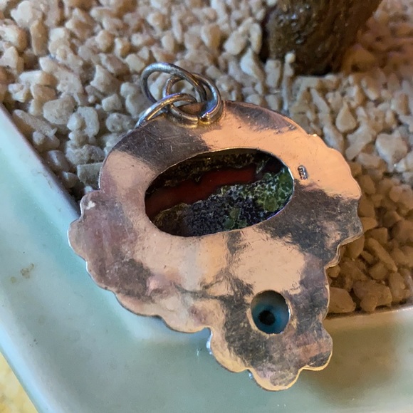 Vintage 925 grass garnet evil eye pendent - Picture 4 of 4